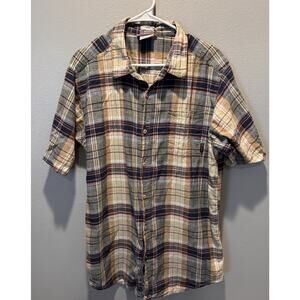 Columbia Men's Short Sleeve Button Down Shirt Plaid Size Large Tall